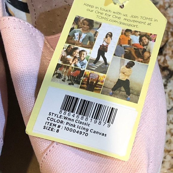TOMS CLASSIC WOMEN’S CANVAS SLIP ON SHOE IN PINK, SIZE 8 - Picture 4 of 5